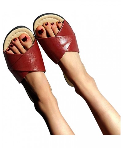 sandals women flat sandalias para mujer elegantes flats with ankle strap black strappy heels reef sandals women 02 Wine $14.6...