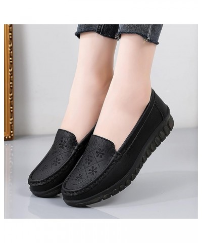 Lady Shoe Sandal with Heel Women Comfort Walking Flat Loafer Slip On Leather Loafer Comfortable Casual Shoes for Black $30.52...