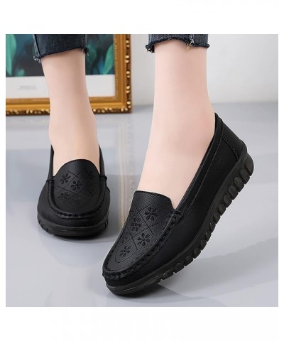 Lady Shoe Sandal with Heel Women Comfort Walking Flat Loafer Slip On Leather Loafer Comfortable Casual Shoes for Black $30.52...