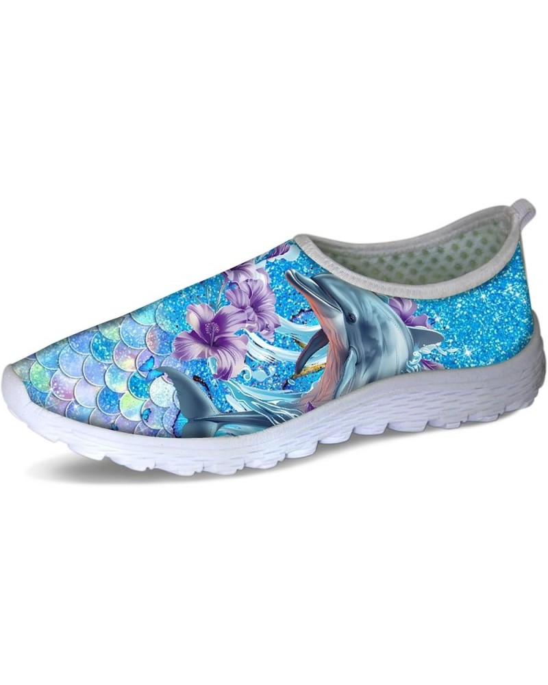 Tie Dye Sea Turtle Print Women's Men's Slip on Shoes Mesh Walking Shoes Nursing Shoes Breathable&Lightweight Dolphin Hibiscus...