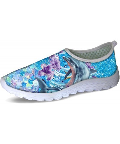 Tie Dye Sea Turtle Print Women's Men's Slip on Shoes Mesh Walking Shoes Nursing Shoes Breathable&Lightweight Dolphin Hibiscus...