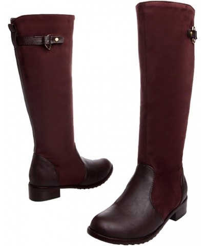 Women Knee-High Boots with Flat Heel 4-colors All Match Boots with Mini/Plus Size Available Brown $26.49 Boots