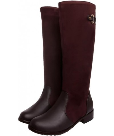 Women Knee-High Boots with Flat Heel 4-colors All Match Boots with Mini/Plus Size Available Brown $26.49 Boots