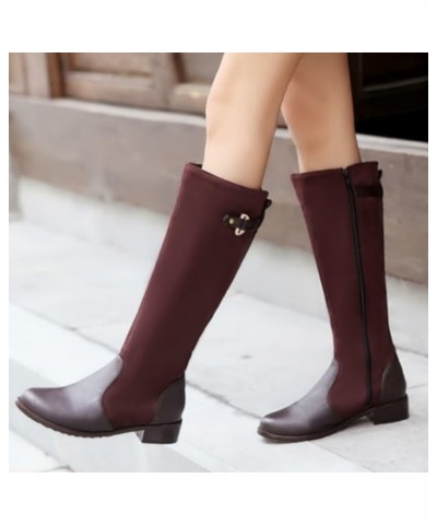 Women Knee-High Boots with Flat Heel 4-colors All Match Boots with Mini/Plus Size Available Brown $26.49 Boots