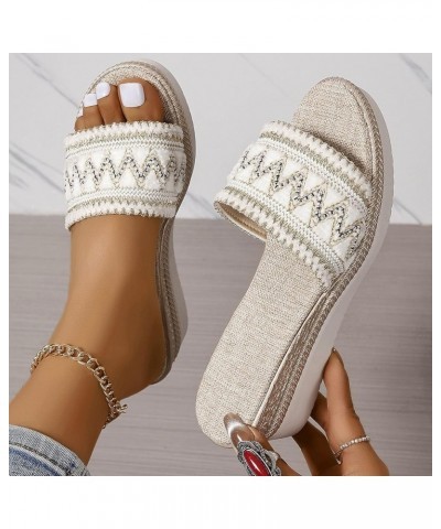 Sandals for Women Wedge Dressy Flip Flops Stretch Lightweight Sandals Comfortable Outdoor Shoes 87-nrny-beige8 $13.31 Slippers