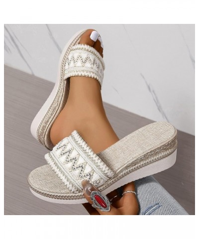 Sandals for Women Wedge Dressy Flip Flops Stretch Lightweight Sandals Comfortable Outdoor Shoes 87-nrny-beige8 $13.31 Slippers