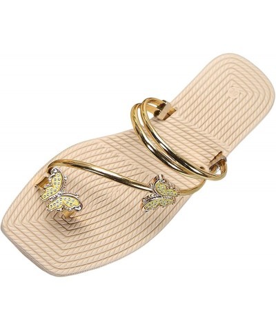 Women Shoes Fat Sandals Fashionable Butterfly Thong Toe Sandals Outdoor Beach Flat Sandals for Women Ladies Summer Gold $11.0...