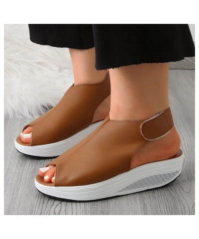 Sandals Womens Size 9 Fashion Summer Women Sandals Wedge Heel Thick Sole Fish Mouth Lightweight Comfortable Casual Orange $14...