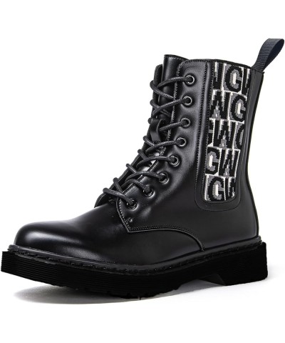 Women's Combat Boots Lace Up Boots For Women Ankle Booties For Women Low Heel 21yy17 Black $30.82 Boots