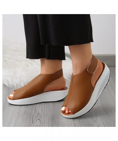 Sandals Womens Size 9 Fashion Summer Women Sandals Wedge Heel Thick Sole Fish Mouth Lightweight Comfortable Casual Orange $14...