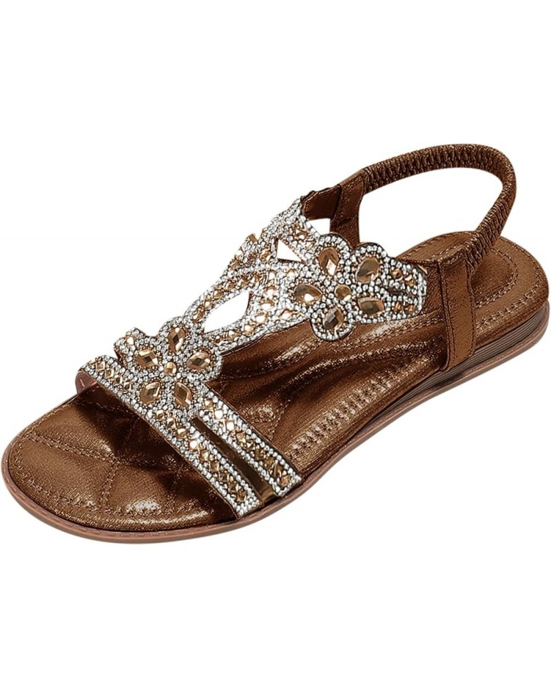 Womens Sandals Arch Support Summer Beach Sandals Comfort Walking Shoes Boho Flip Flops Sandals for Women Brown $19.00 Sandals