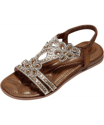 Womens Sandals Arch Support Summer Beach Sandals Comfort Walking Shoes Boho Flip Flops Sandals for Women Brown $19.00 Sandals