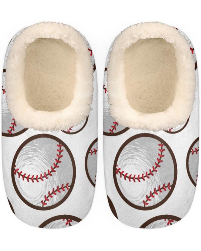 Baseball Slippers for Women Men, Sport Ball Print House Slippers Socks Warm Fuzzy Memory Foam Indoor Slippers Lightweight Coz...