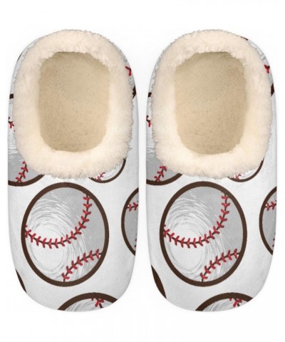 Baseball Slippers for Women Men, Sport Ball Print House Slippers Socks Warm Fuzzy Memory Foam Indoor Slippers Lightweight Coz...