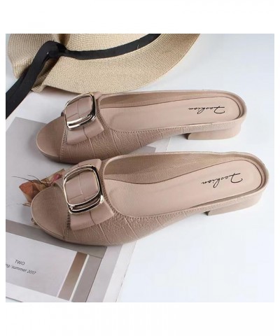 Women's Pvc Waterproof Slide Sandals Fashion Buckle Rubber Summer Shoes Outdoor Slippers Khaki $13.33 Sandals