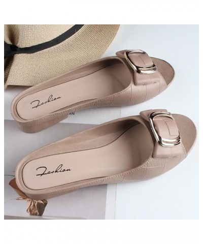 Women's Pvc Waterproof Slide Sandals Fashion Buckle Rubber Summer Shoes Outdoor Slippers Khaki $13.33 Sandals