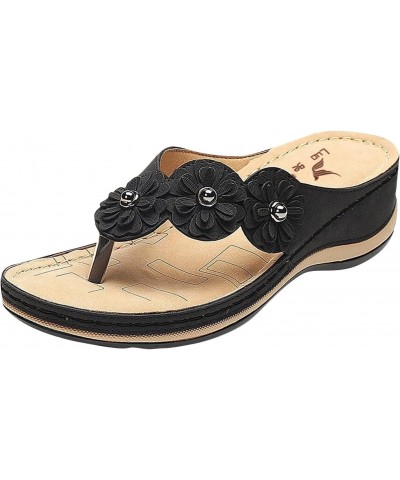 Sandals for Women Heel Wedge Women's Flip Summer Wedges Sandals Flops Fashion Strap Pineapple Sandals for (Black, 8) $18.64 A...