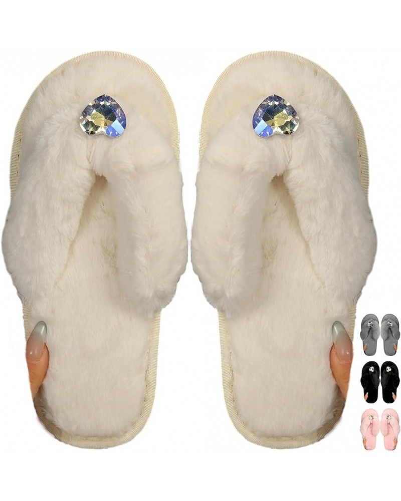 Women's Slippers Fluffy Slippers Cozy Memory Foam Spa Flip Flops House Indoor Slippers Open Toe Bedroom Slippers Fuzzy Plush ...