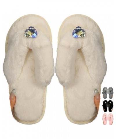 Women's Slippers Fluffy Slippers Cozy Memory Foam Spa Flip Flops House Indoor Slippers Open Toe Bedroom Slippers Fuzzy Plush ...