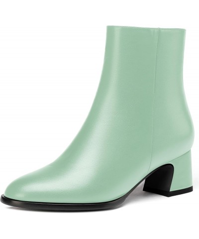 Womens Evening Round Toe Travel Zip Matte Chunky Low Heel Ankle High Boots 2 Inch Turquoise $34.39 Boots