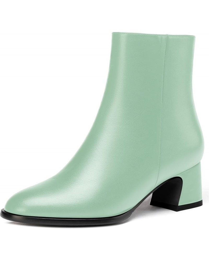 Womens Evening Round Toe Travel Zip Matte Chunky Low Heel Ankle High Boots 2 Inch Turquoise $34.39 Boots