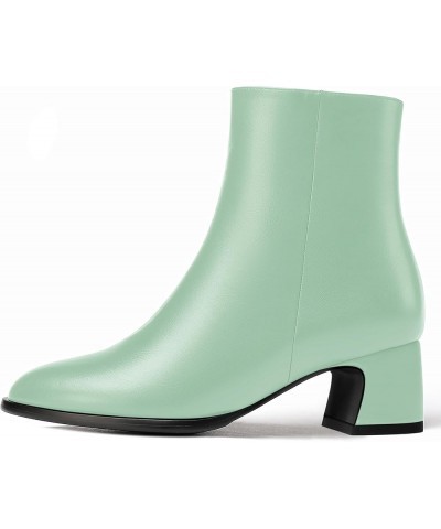 Womens Evening Round Toe Travel Zip Matte Chunky Low Heel Ankle High Boots 2 Inch Turquoise $34.39 Boots