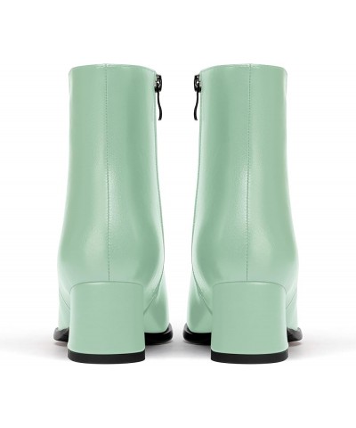 Womens Evening Round Toe Travel Zip Matte Chunky Low Heel Ankle High Boots 2 Inch Turquoise $34.39 Boots