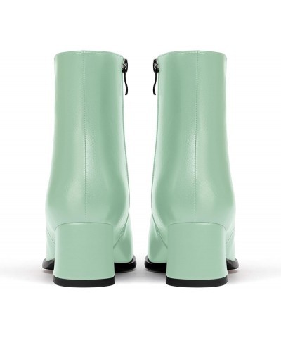 Womens Evening Round Toe Travel Zip Matte Chunky Low Heel Ankle High Boots 2 Inch Turquoise $34.39 Boots