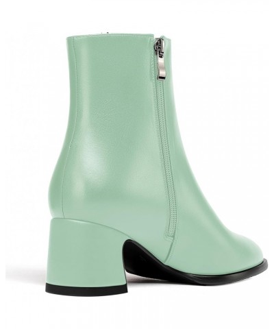 Womens Evening Round Toe Travel Zip Matte Chunky Low Heel Ankle High Boots 2 Inch Turquoise $34.39 Boots