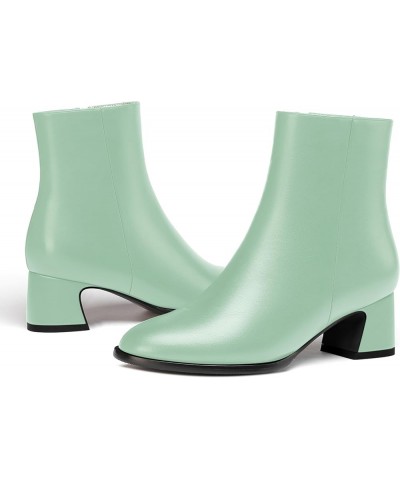 Womens Evening Round Toe Travel Zip Matte Chunky Low Heel Ankle High Boots 2 Inch Turquoise $34.39 Boots