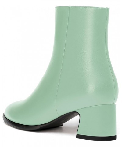 Womens Evening Round Toe Travel Zip Matte Chunky Low Heel Ankle High Boots 2 Inch Turquoise $34.39 Boots