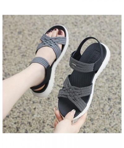 Womens Woven Sandals New Summer Sandals For Women Lightweight Sporty Comfortable Rubber Band Women Beach Sandals Size 9 Black...