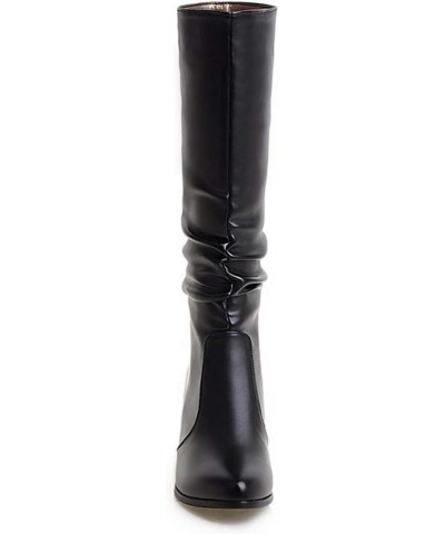 Extra Wide Mid Calf Boots for Women Plus Size Black Ankle Cowgirl Boots for Women Lug Sole Heeled Knee High Combat Boots Whit...