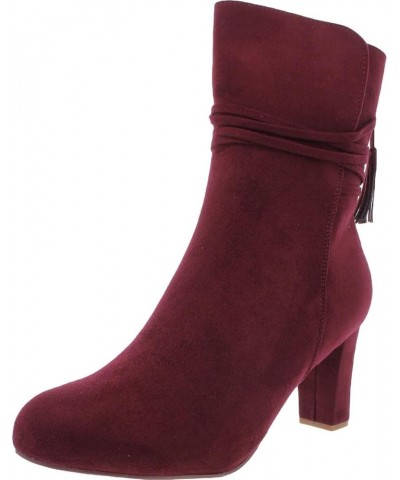 Brinley Co. Womens Faux Suede Wrap Strap Tasseled Booties Wine $24.07 Boots