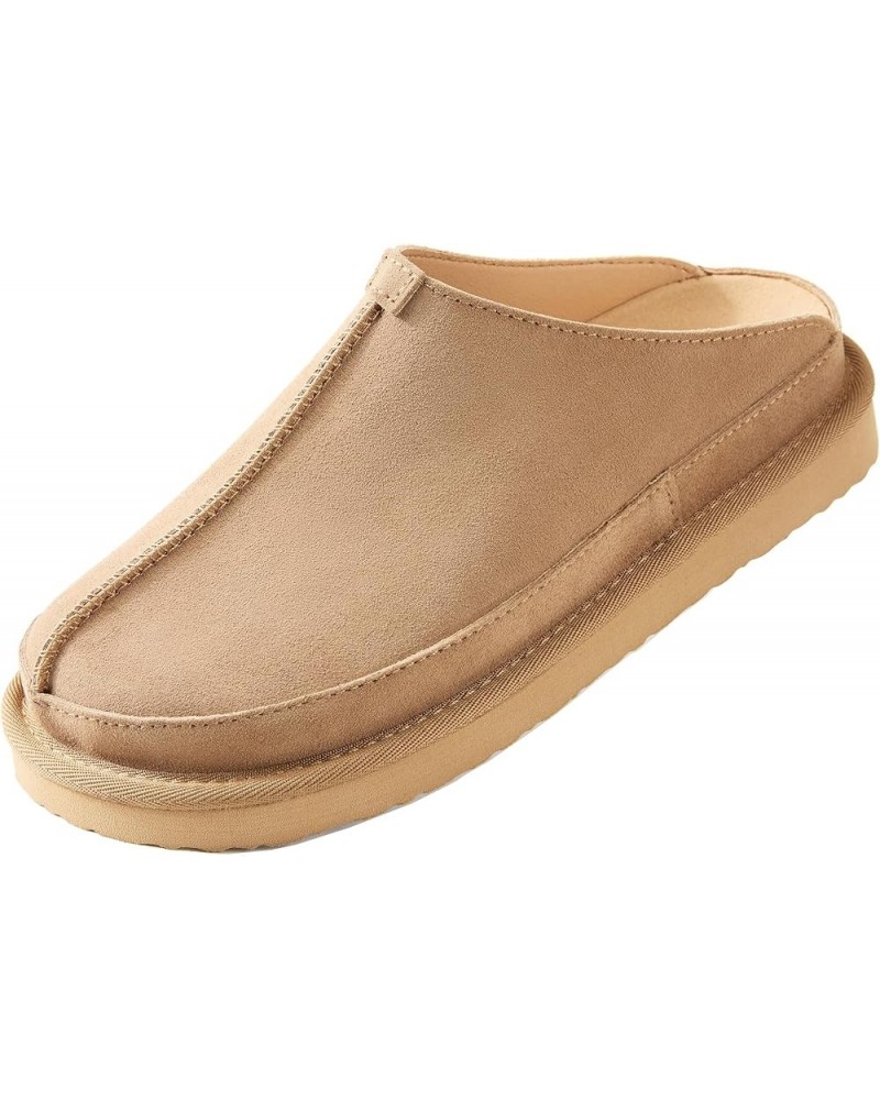 Women's Suede Clogs Leather Mules Platform Slippers for Women Comfort Sandal Brown $22.95 Mules & Clogs