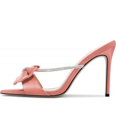 Women Stiletto High Heel Peep Open Toe Sandals Rhinestone Crystal Bow-knot Casual Cute 3.9 Inches Heels Pink a $32.39 Sandals