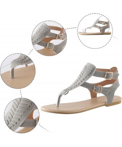 Clip Toe Sandals for Women Flat Heel Buckle Strap Solid Color Soft Bottom Flip Flops Dressy Comfortable Waterproof Breathable...