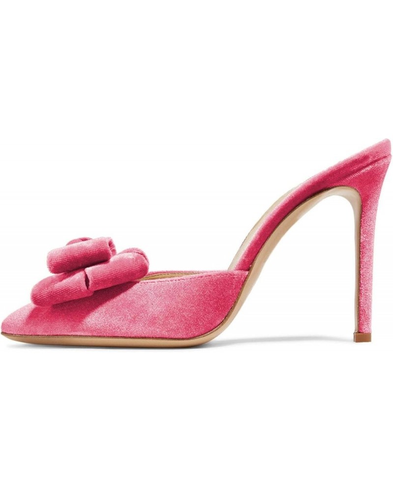 Women Stylish High Heels Mule Sandals Pointed Toe Bowknot Stilettos Slide Shoes Size 4-15 US Hot Pink $38.87 Sandals