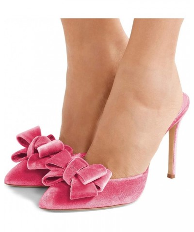 Women Stylish High Heels Mule Sandals Pointed Toe Bowknot Stilettos Slide Shoes Size 4-15 US Hot Pink $38.87 Sandals