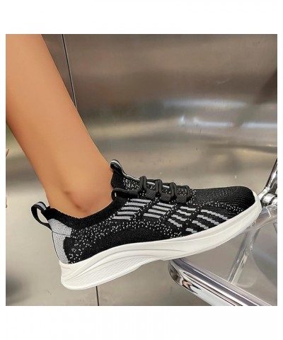 Ladies Fashion Colorblock Mesh Breathable Lace Up Flat Casual Lightweight Fresh Foam Sneaker - Women's Black $12.61 Boots