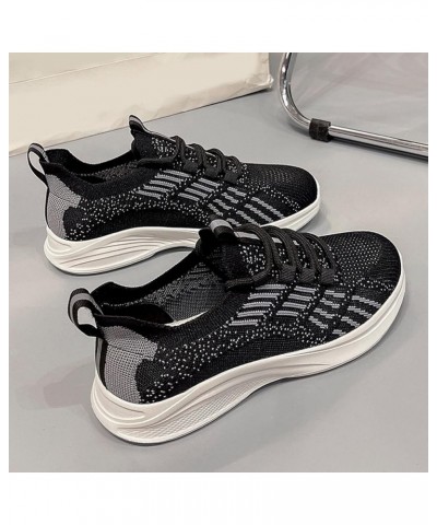 Ladies Fashion Colorblock Mesh Breathable Lace Up Flat Casual Lightweight Fresh Foam Sneaker - Women's Black $12.61 Boots