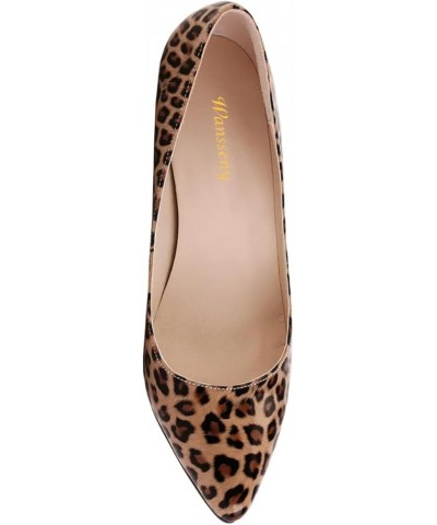 Women Pointed Toe Kitten Low Heel Pumps Slip On Ladies Praty Work Office Shoes Size 4-16 US Leopard $24.99 Pumps