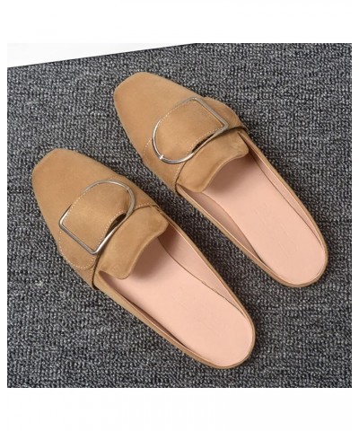 Women's Buckle Mule Slippers Women's Spring and Autumn New Flat Square Head Casual Shoes for Autumn Outdoor (A01-Red, 6.5) A0...