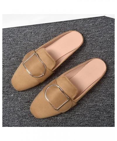 Women's Buckle Mule Slippers Women's Spring and Autumn New Flat Square Head Casual Shoes for Autumn Outdoor (A01-Red, 6.5) A0...