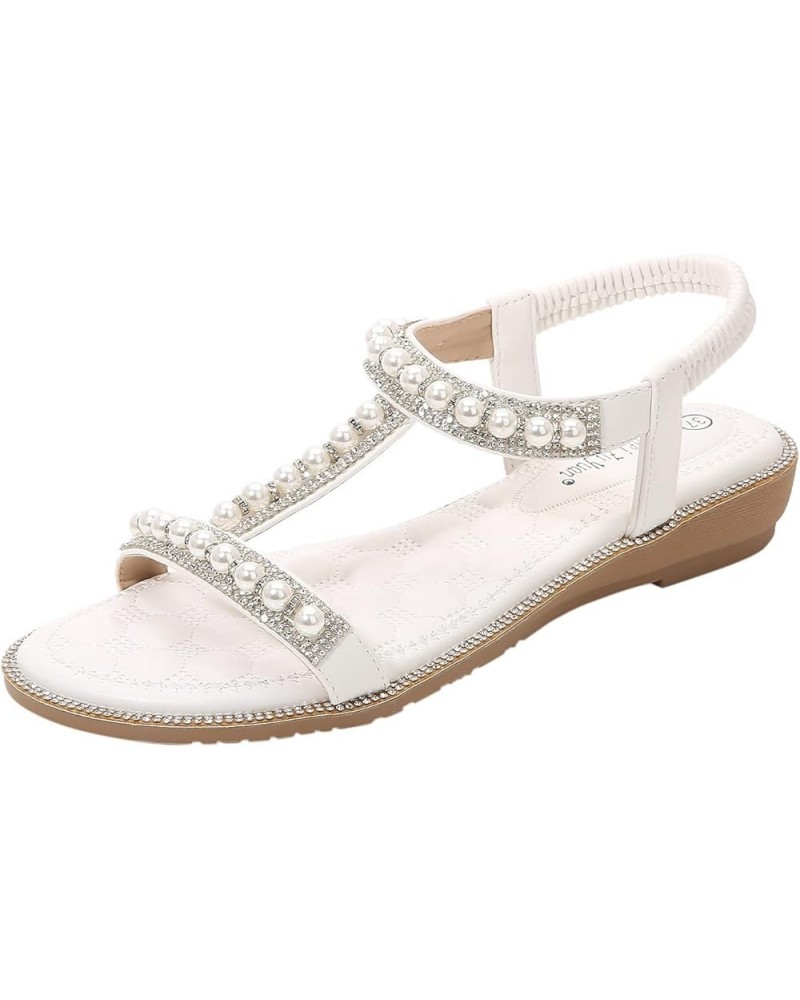 Shoes for Womens Crystal Wedges Strap Roman Elastic Sandals Sandals Studded Women's Sandals Sandals Womens Size 8.5 (Yellow, ...