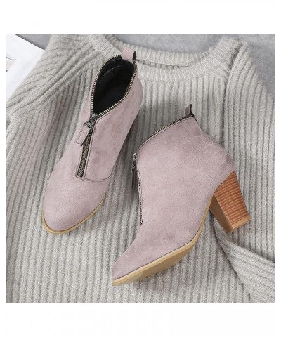 Ankle Boots for Women Pu Leather Combat Boots Women'S Boot Classic Suede Snow Boot Wide Width Z 02-pink $13.03 Outdoor Shoes