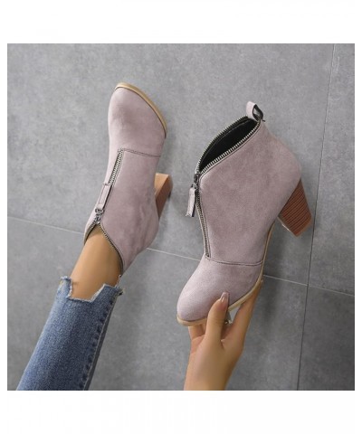 Ankle Boots for Women Pu Leather Combat Boots Women'S Boot Classic Suede Snow Boot Wide Width Z 02-pink $13.03 Outdoor Shoes