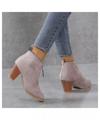 Ankle Boots for Women Pu Leather Combat Boots Women'S Boot Classic Suede Snow Boot Wide Width Z 02-pink $13.03 Outdoor Shoes