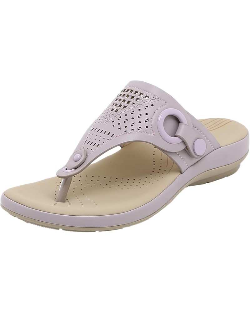 Women Summer Slip On Casual Open Toe Wedges Comfortable Beach Shoes Sandals Slippers Womens Clear Sandals (Purple, 6.5) 7.5 P...