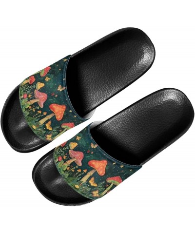 Women's Novelty Slides Sandals Casual Soft Sole Open Toe Non-Slip Single Band Slides Sandals Cute Mushroom $11.28 Sandals